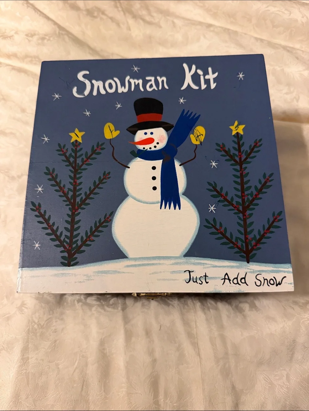 Snowman Kit Decorative Box - Blue and White